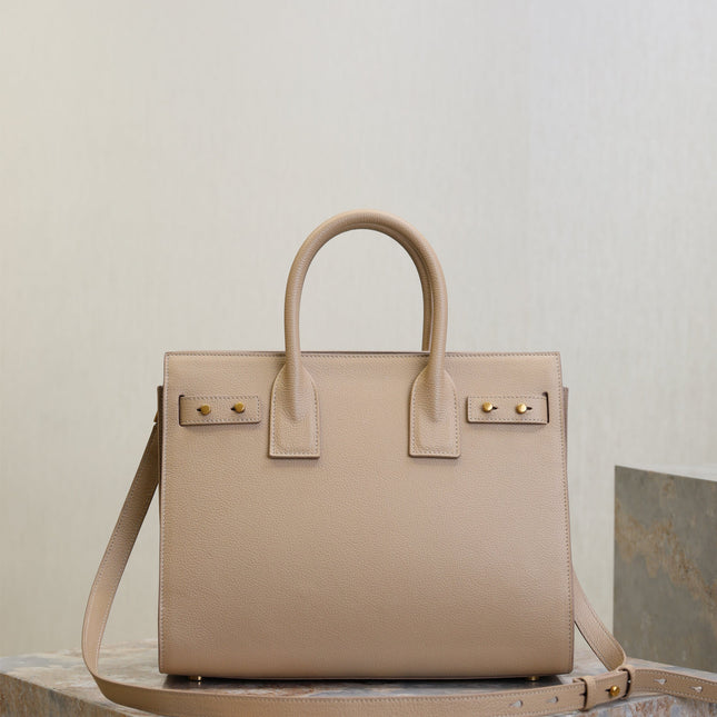 YSL 25S SAC DE JOUR GM 32 IN DARK BEIGE SUPPLE GRAINED CALFSKIN