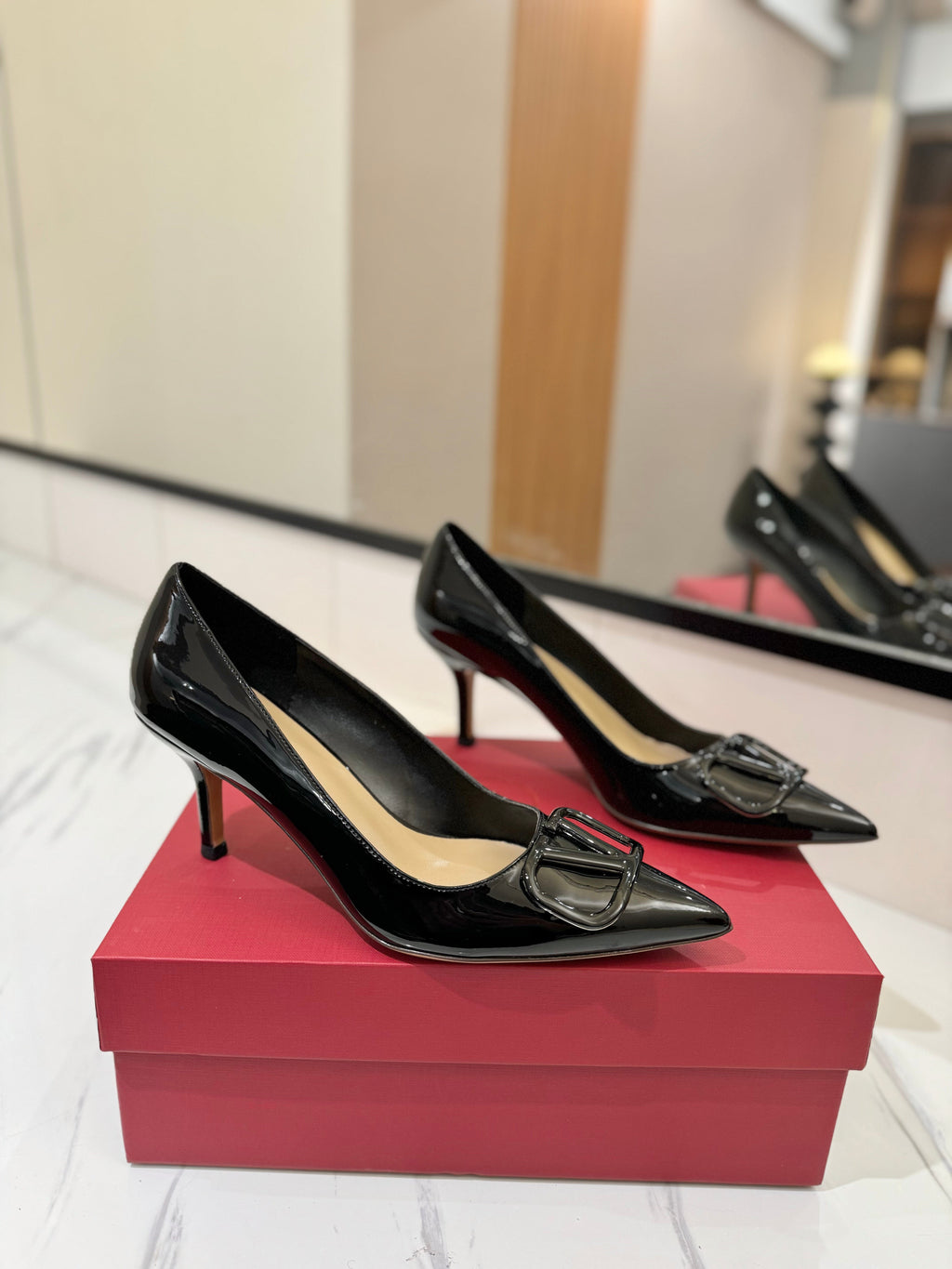 VALENTINO 26S HIGH HEELS 75 MM IN BLACK PATENT CALFSKIN