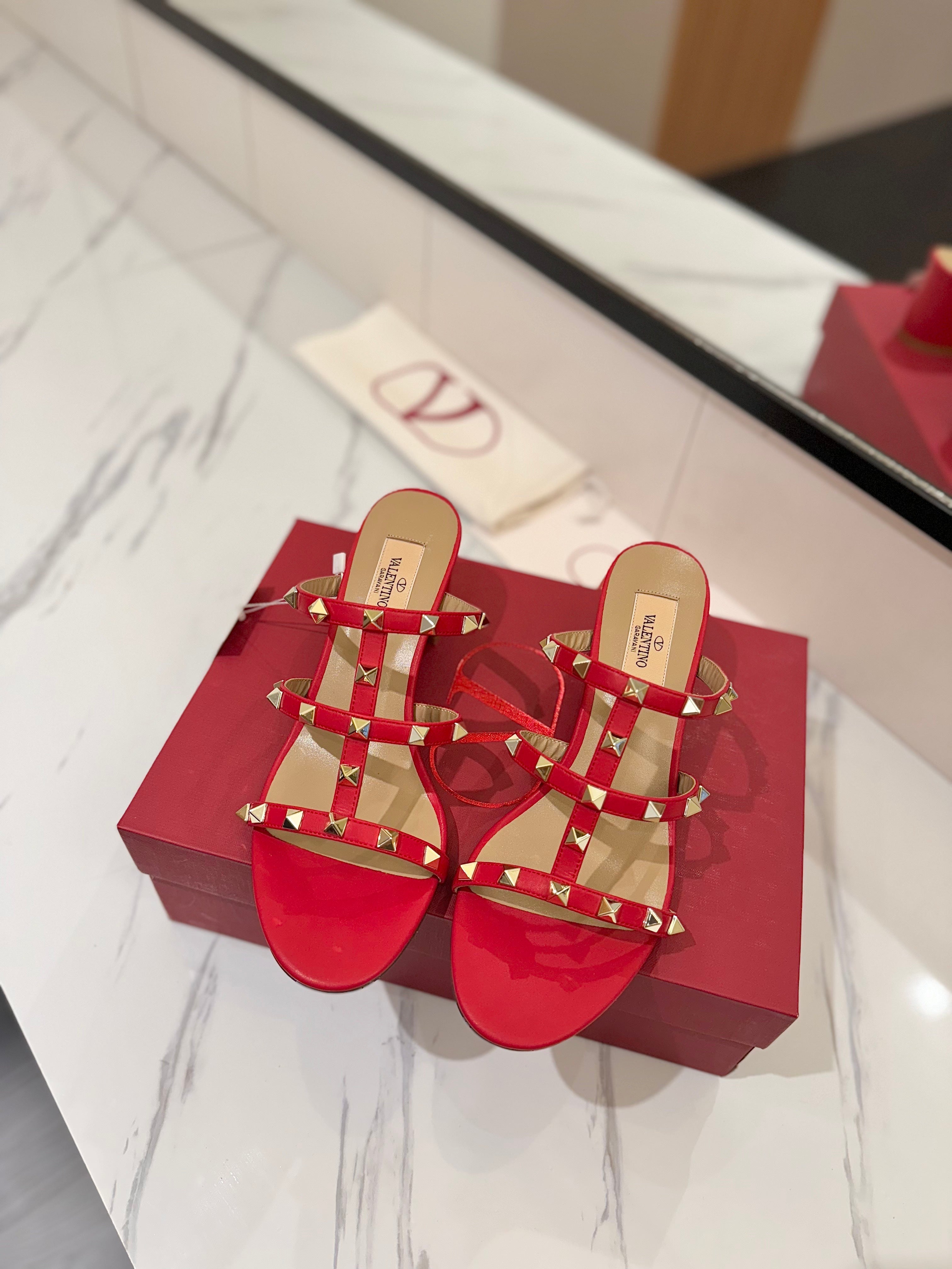 VALENTINO 26S HEELED SANDALS 60 MM IN RED CALFSKIN WITH GOLD STUDS