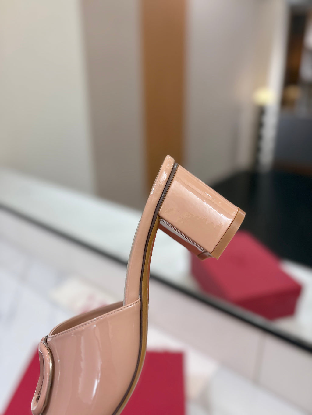 VALENTINO 26S HIGH-HEEL SANDALS 60 MM IN NUDE PINK PATENT CALFSKIN