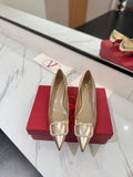 VALENTINO 26S HIGH HEELS 45 MM IN METALLIC GOLD CALFSKIN WITH VLOGO CRYSTAL