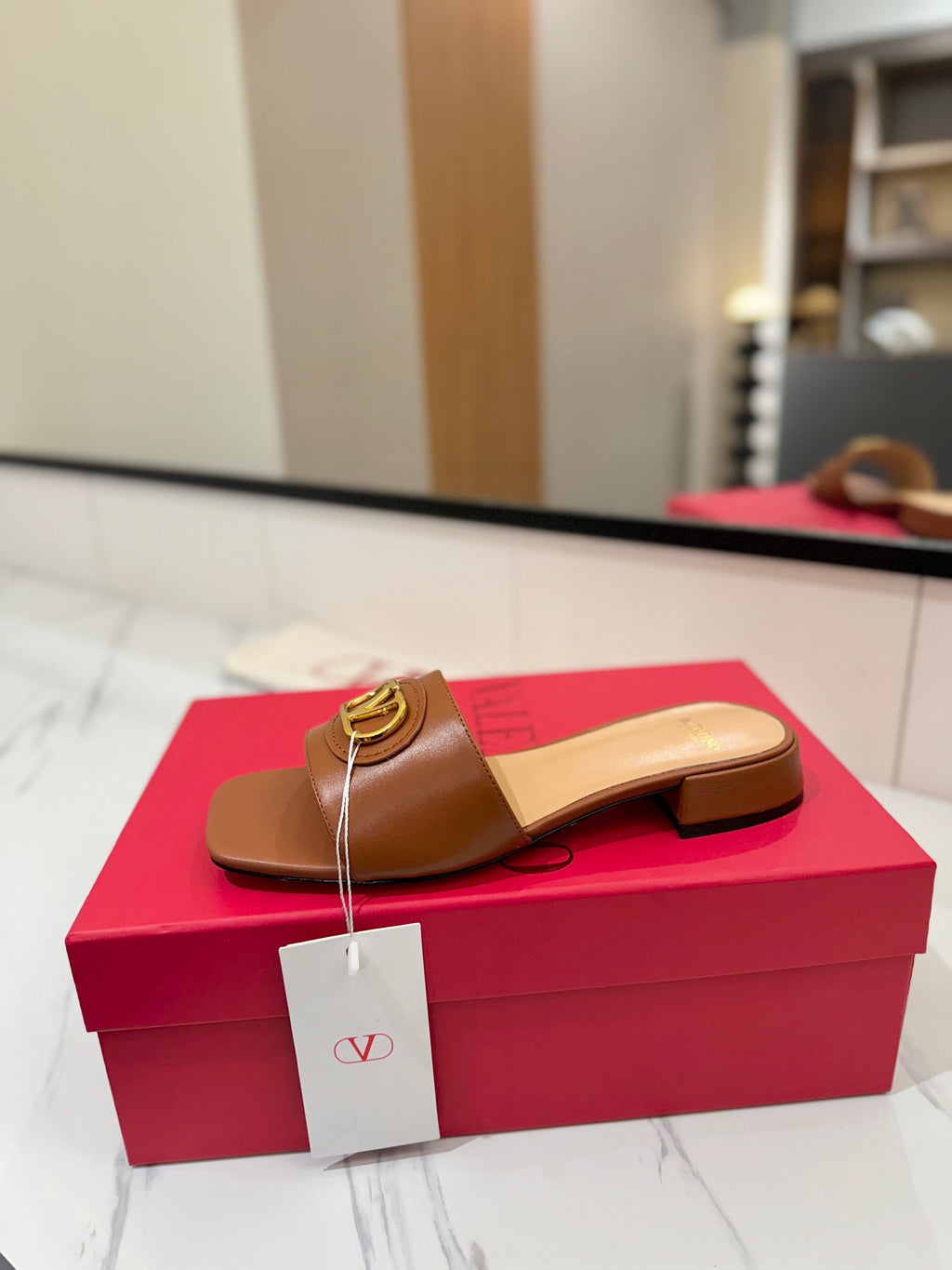 VALENTINO 26S SANDALS IN BROWN SMOOTH CALFSKIN WITH GOLD HARDWARE