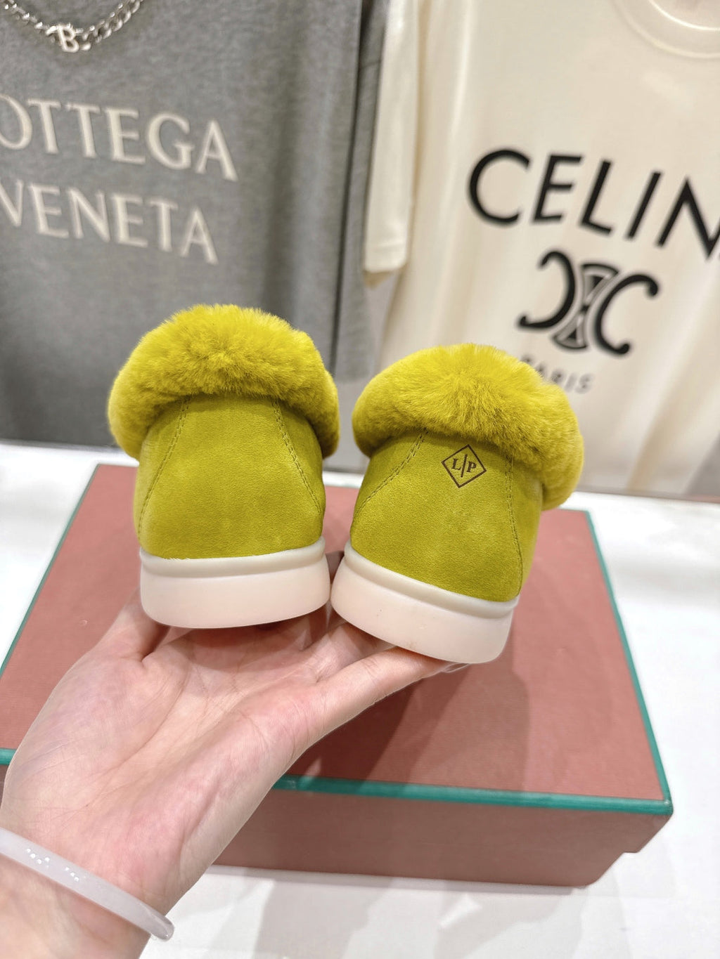 LP 25S SUMMER CHARMS WALK LOAFERS IN OLIVE YELLOW SUEDE AND FLEECE