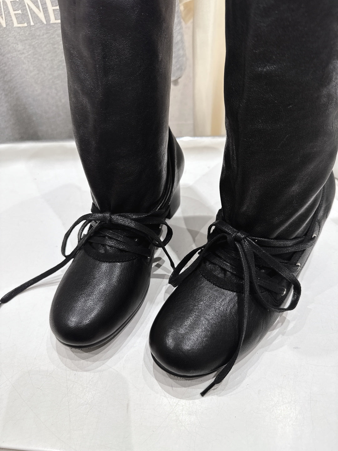 ALO 25S PALOMA WOOL TALL BOOTS 45 MM IN BLACK LAMBSKIN
