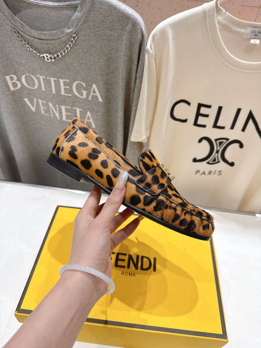 FENDI 25S LOAFERS IN LEOPARD PRINT CALFSKIN HAIR LEATHER