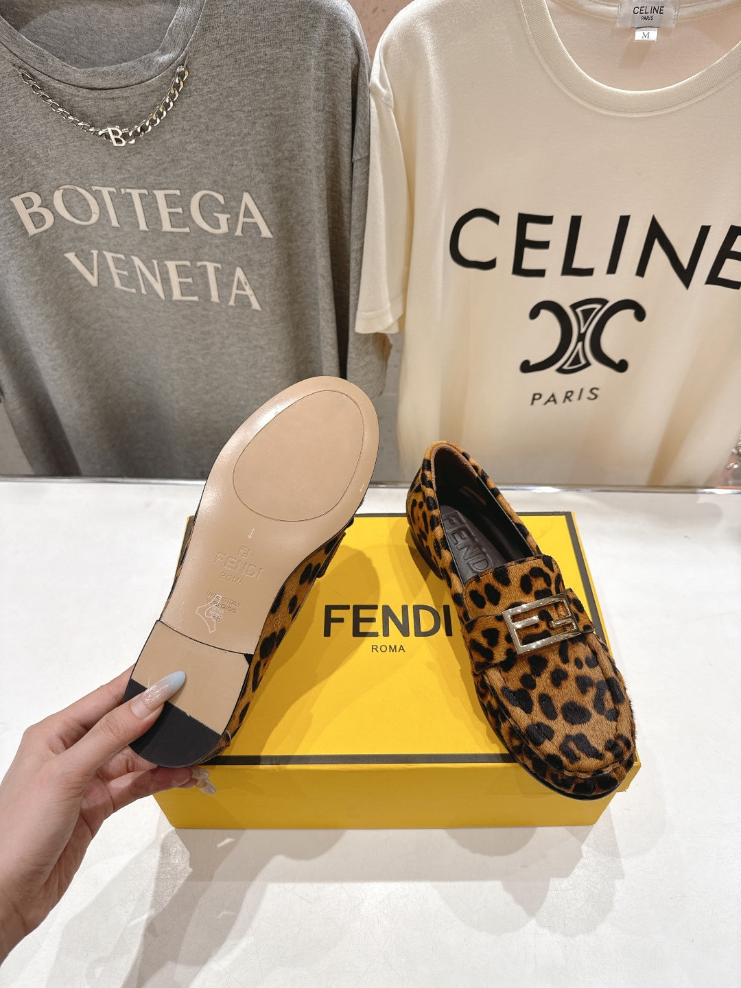 FENDI 25S LOAFERS IN LEOPARD PRINT CALFSKIN HAIR LEATHER