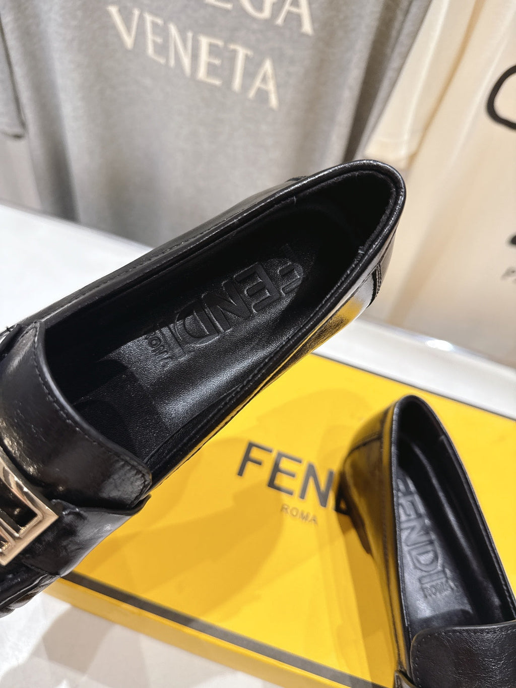 FENDI 25S LOAFERS IN BLACK CALFSKIN