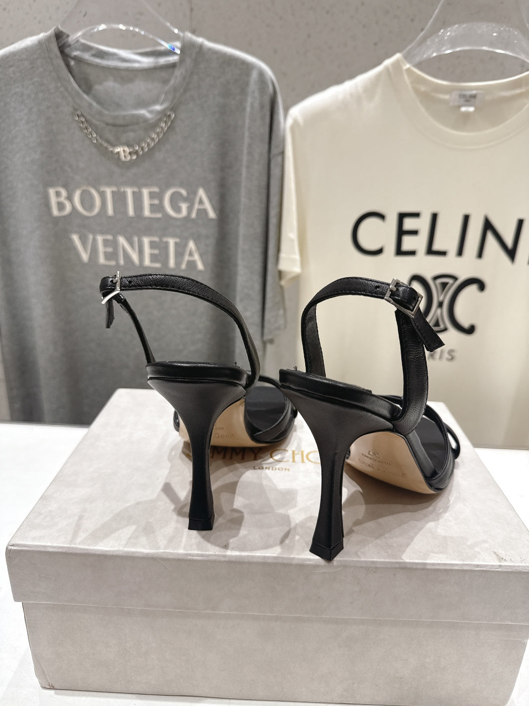 JIMMY CHOO 26S HIGH-HEELED SANDALS 100 MM IN BLACK LAMBSKIN