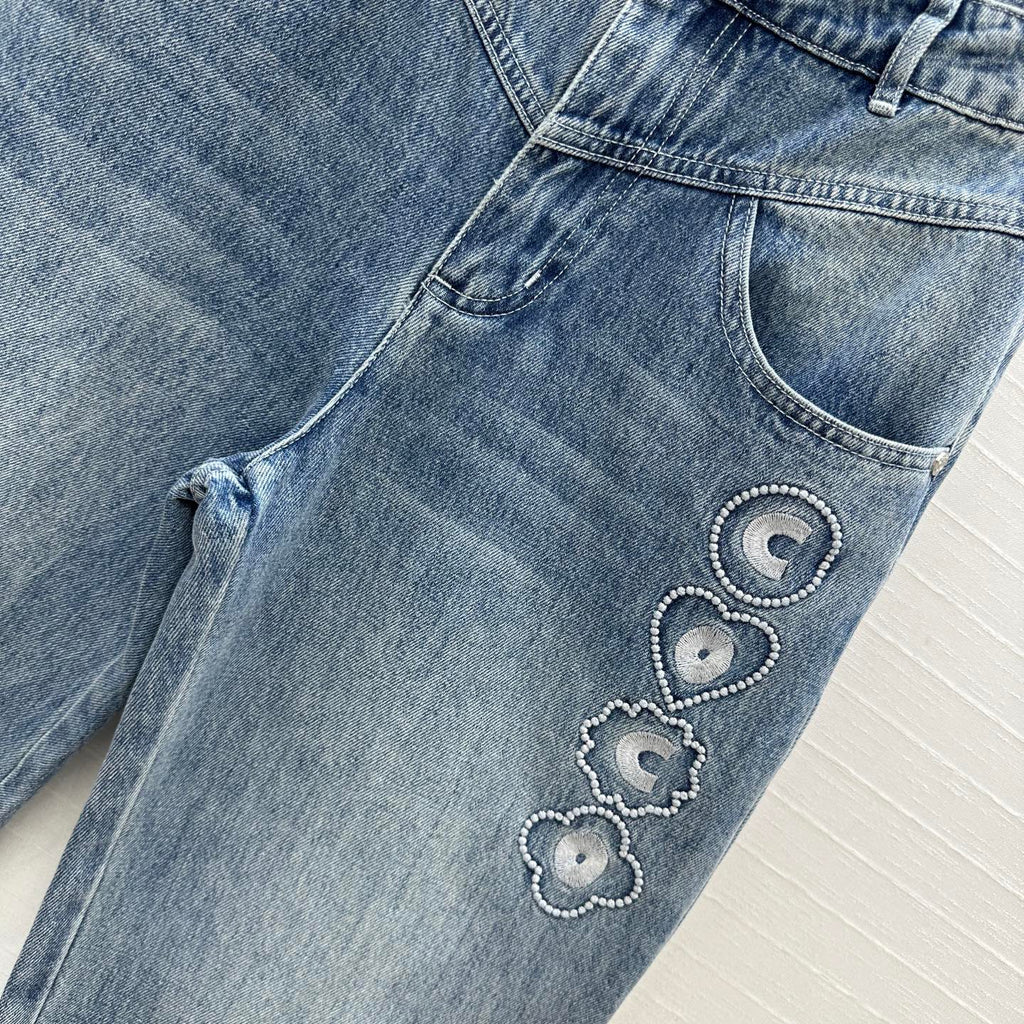 CC 25 Embroidered Pant Blue Denim Cotton