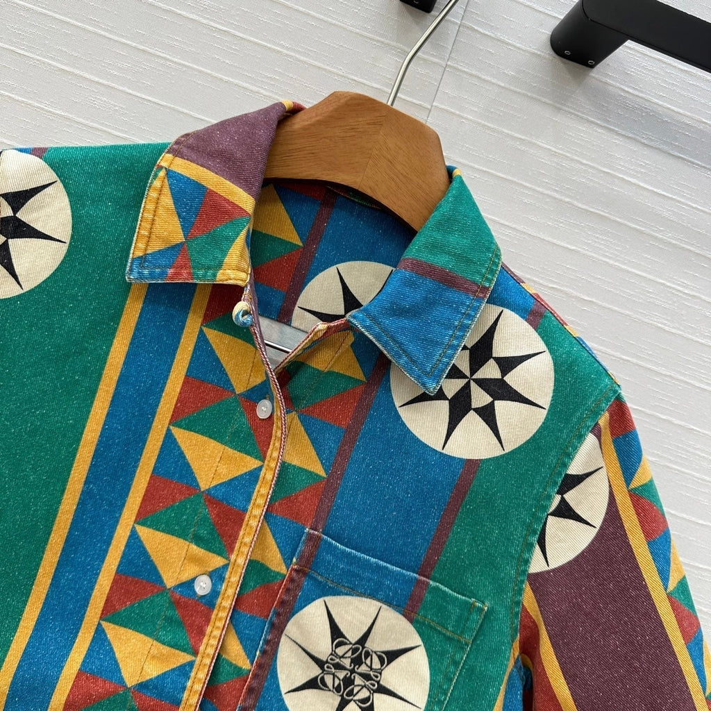 Loewe Short-sleeved Denim Shirt Multicolor Cotton