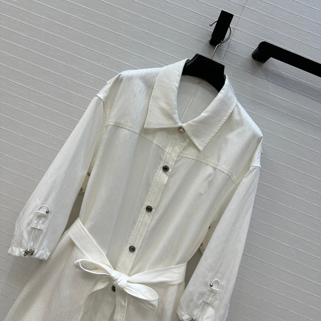 HERMES JACQUARD SHIRT DRESS WITH TIE NECK 276149