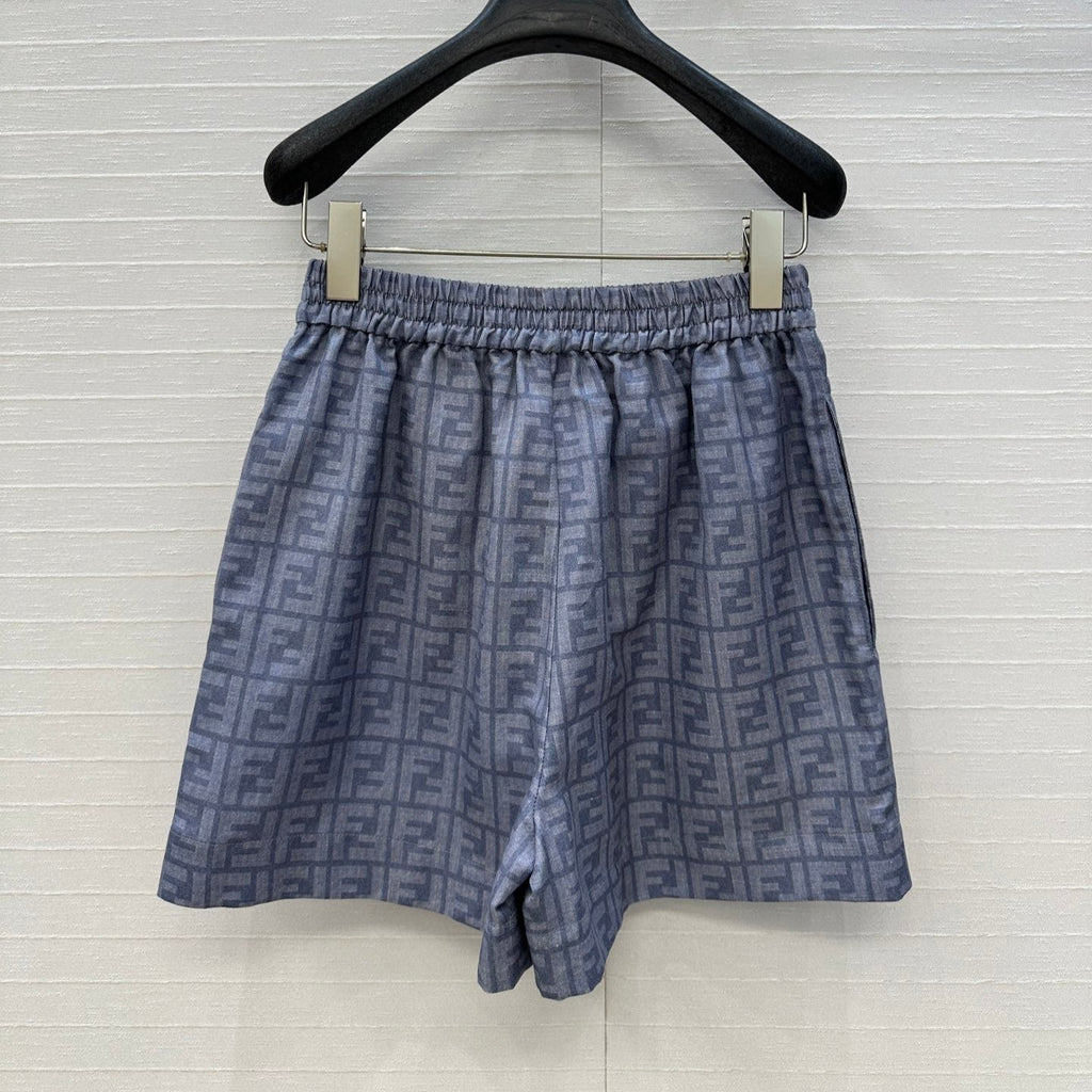 FENDI BLUE FLORAL PRINT SHORTS 276169