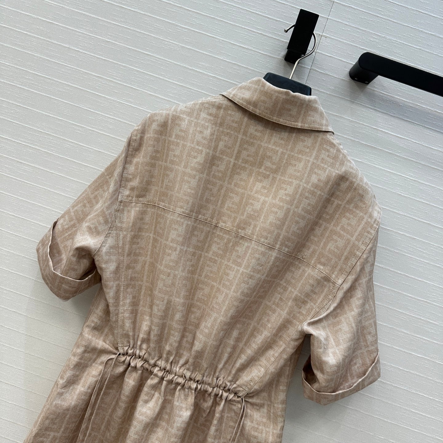 FENDI SHORT-SLEEVE SHIRT DRESS WITH DRAWSTRING WAIST 276180