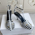 CELINE 26S CLEA TRIOMPHE GLADIATOR HEEL SANDALS 60 MM IN WHITE LAMBSKIN