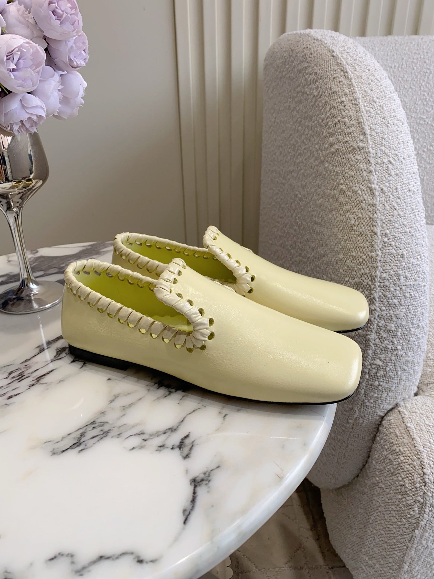 BOTTEGA VENETA 26S SABATO LOAFERS IN MUSTARD YELLOW CALFSKIN
