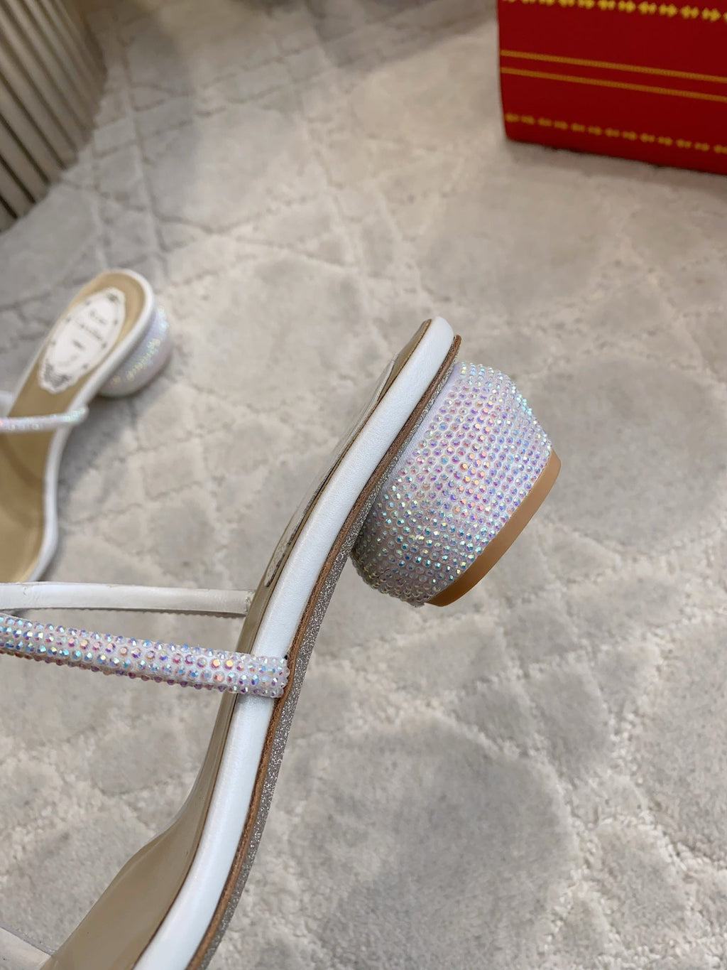 RENE CAOVILLA 26S HIGH-HEELED SANDALS 45 MM IN WHITE LAMBSKIN
