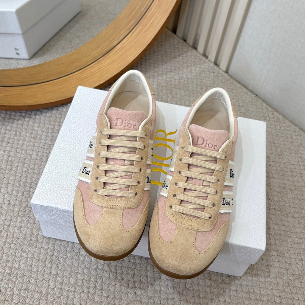 DIOR 26S SNEAKERS IN LIGHT PINK AND BEIGE SUEDE