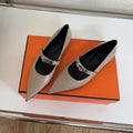 KIARA FLAT PUMP IN KHAKI BROWN CALFSKIN