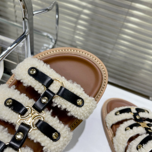 TIPPI SLIDE IN SHEARLING AND CALFSKIN BLACK/NATURAL