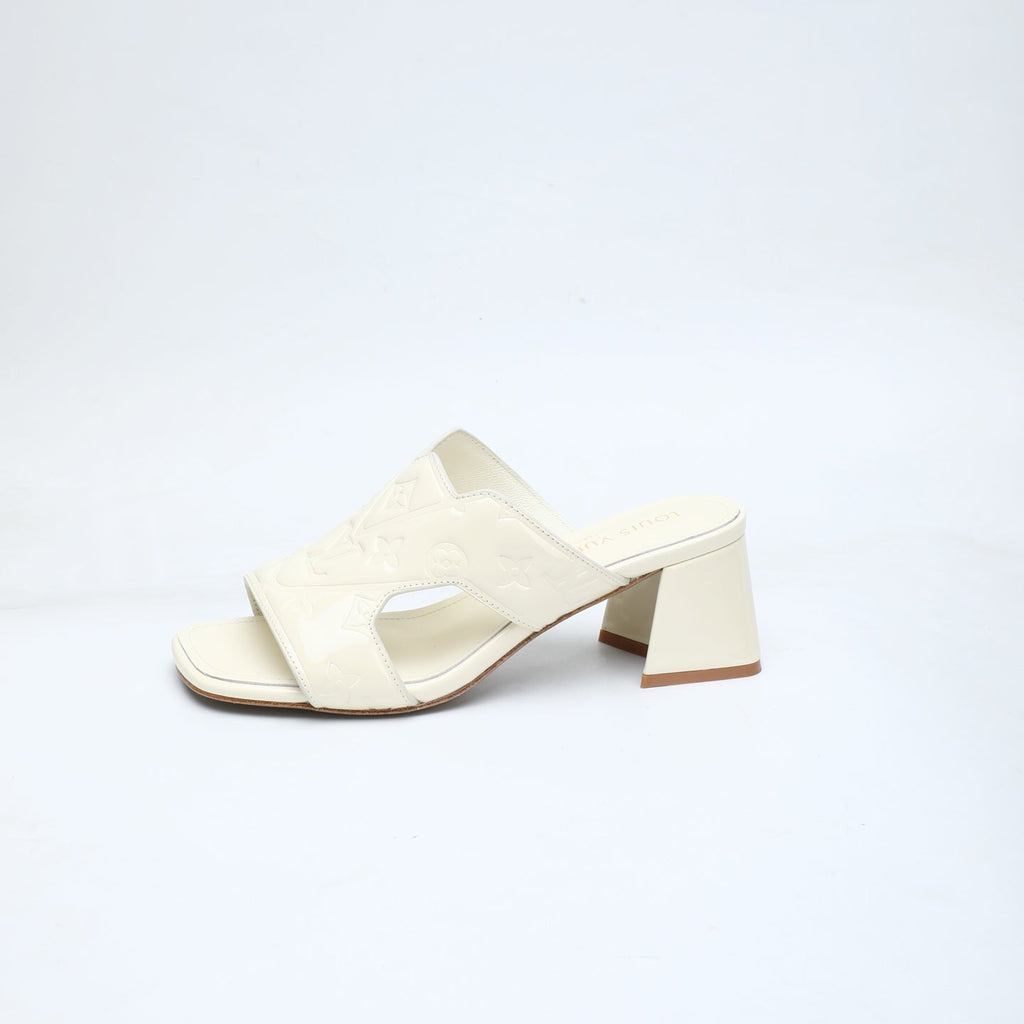 LV 26S HIGH-HEELED SANDALS 55 MM IN CREAM WHITE SHINY CALFSKIN