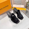 LV 26S HIGH-HEELED SANDALS 90 MM BLACK SHINY CALFSKIN