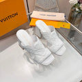 LV 26S HIGH-HEELED SANDALS 90 MM IN WHITE CALFSKIN