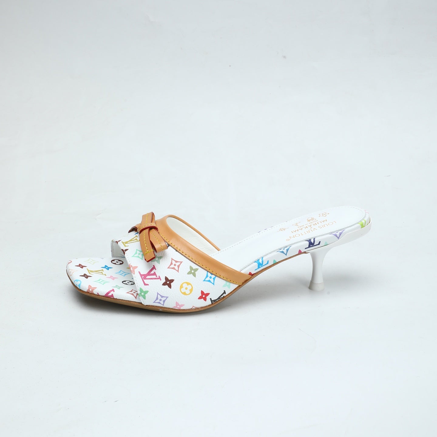 LV 26S HIGH-HEELED MULES 55 MM IN MULTICOLOR MONOGRAM CANVAS