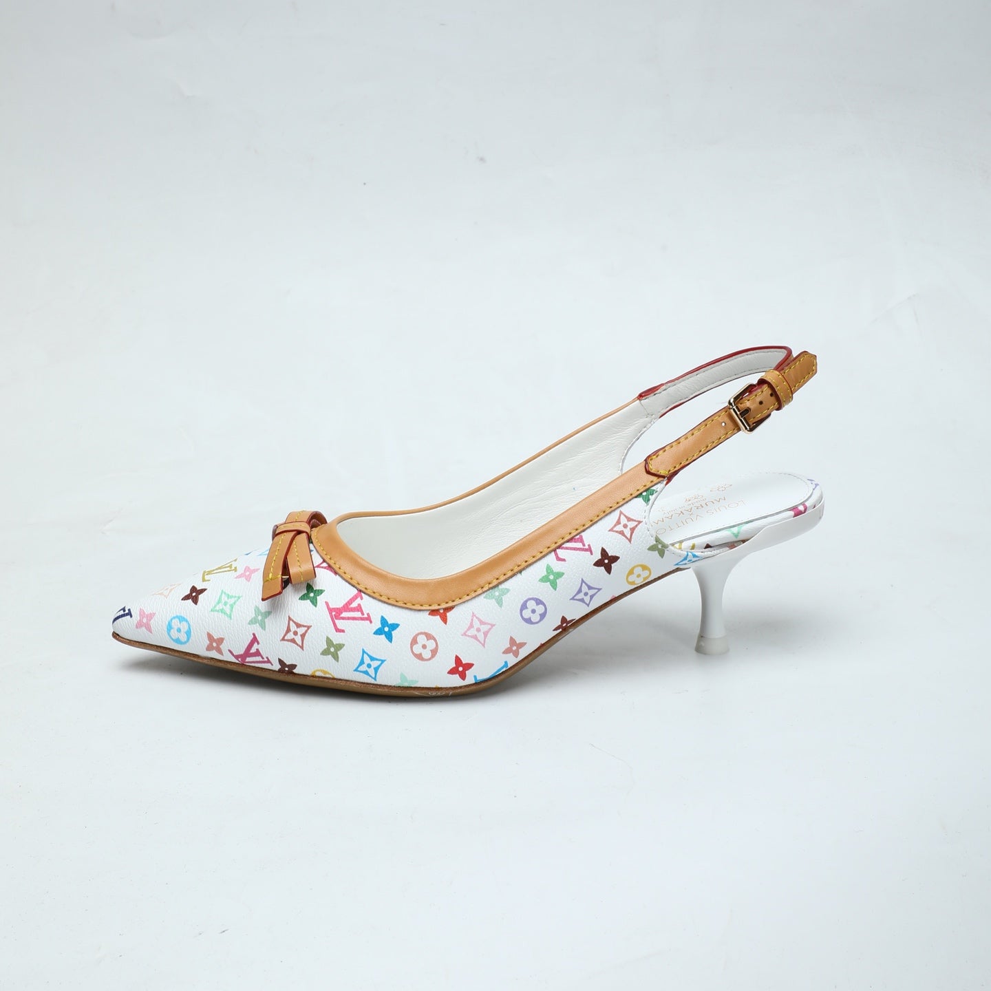 LV 26S BOW-DETAIL SLINGBACK PUMPS 55 MM IN MULTICOLOR MONOGRAM CANVAS