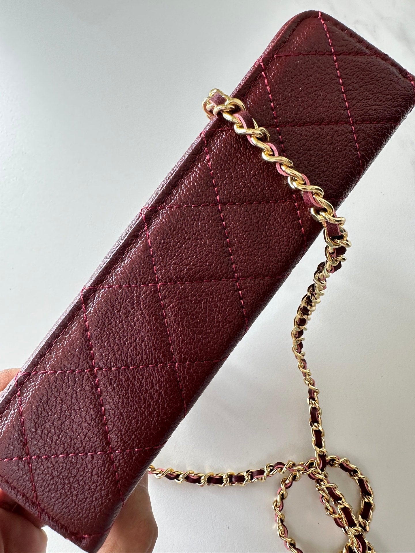 CHANEL 25S VANITY CLASSIC FLAP 19 IN DARK RED QUILTED CALFSKIN GOLD HARDWARE