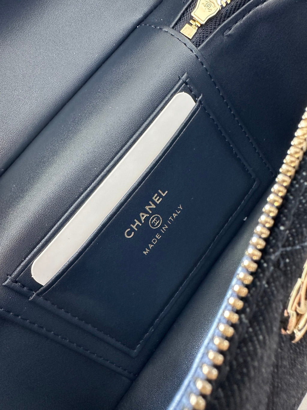 CHANEL 25S VANITY CLASSIC FLAP 17 IN DARK BLUE DENIM GOLD HARDWARE