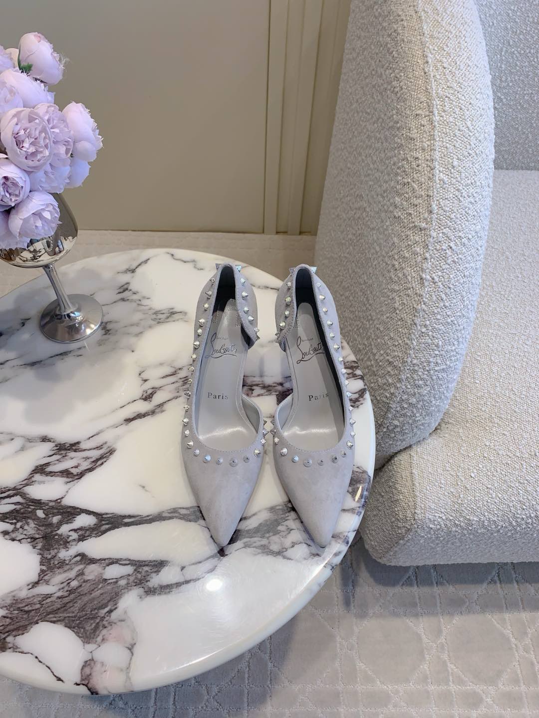 IRIZA PUMPS 85MM IN GREY SUEDE SILVER SPIKES