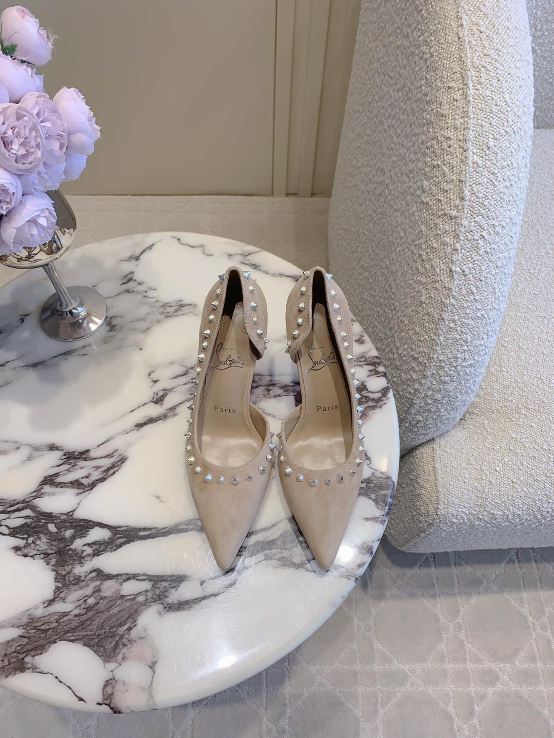 IRIZA PUMPS 85MM IN NUDE SUEDE SILVER SPIKES