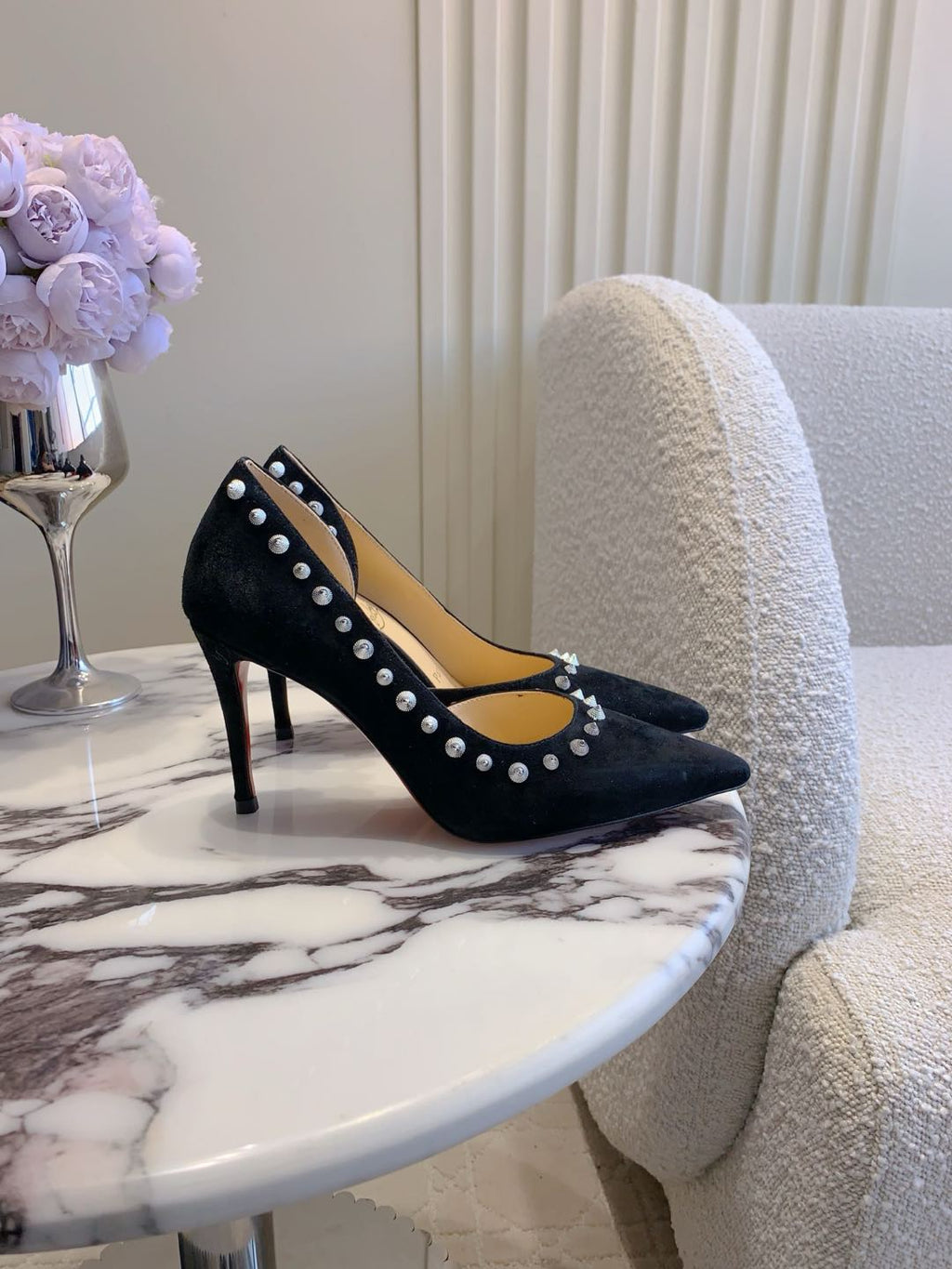 IRIZA PUMPS 85MM IN BLACK SUEDE SILVER SPIKES