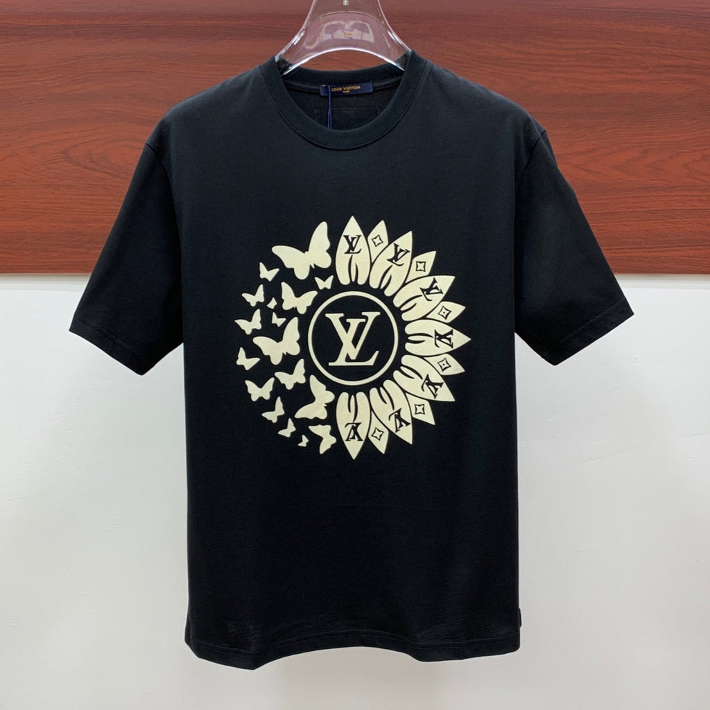 LV T-SHIRT IN BLACK PURE COTTON CLASSIC LOGO PATTERN 238881
