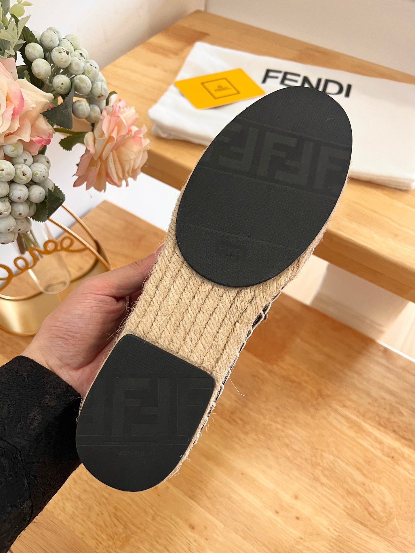 FENDI 26S ESPADRILLE LOAFERS IN DARK BROWN CANVAS STYLE 6