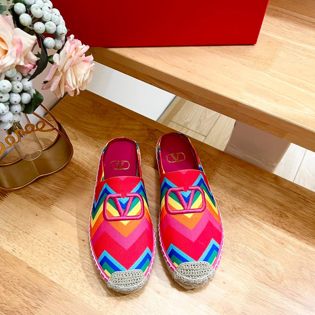 GARAVANI PRINTED COLORFUL CANVAS MULE WITH EMBROIDERED LOGO