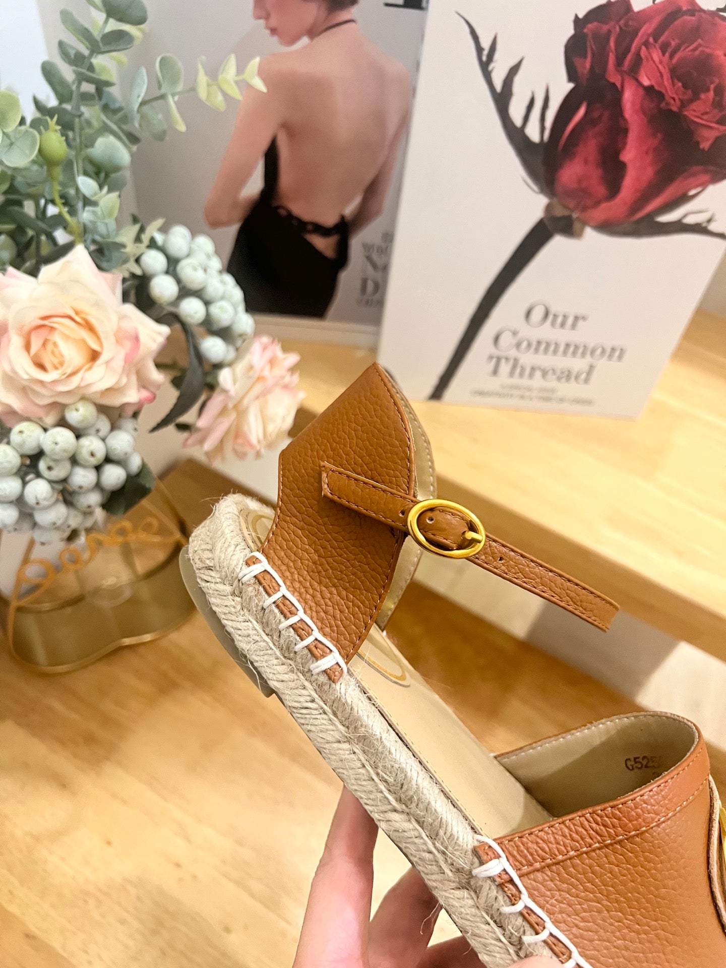 VALENTINO 26S ESPADRILLE SHOES IN BROWN CALFSKIN