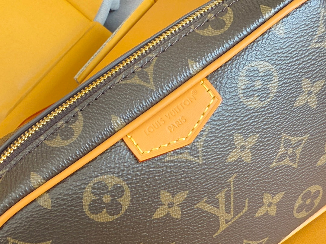 TROCADERO BAG 20 IN BROWN MIX ORANGE MONOGRAM ECLIPSE CANVAS
