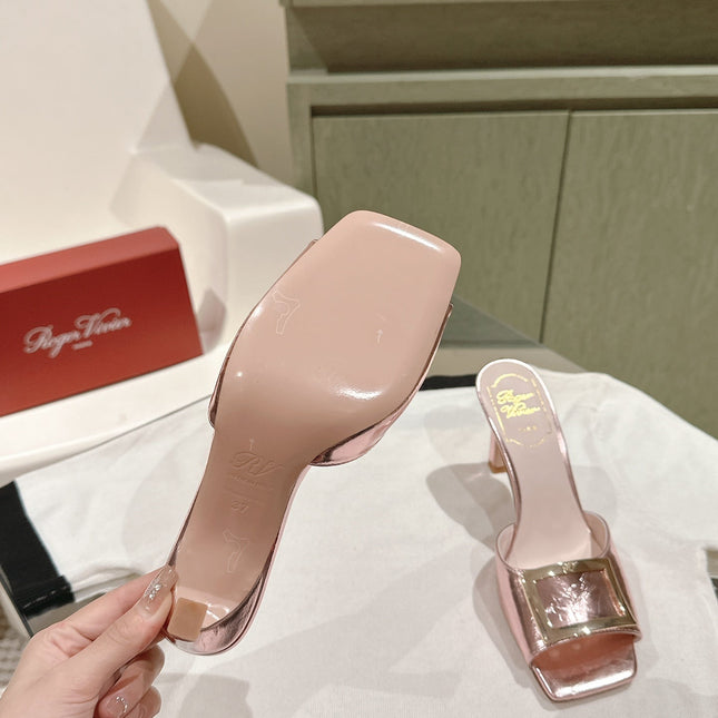 TRUMPET METALLIC MULES IN PINK PATENT CALFSKIN