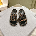 FENDI 26S HIGH SANDALS IN BROWN AND BLACK FABRIC STYLE 2