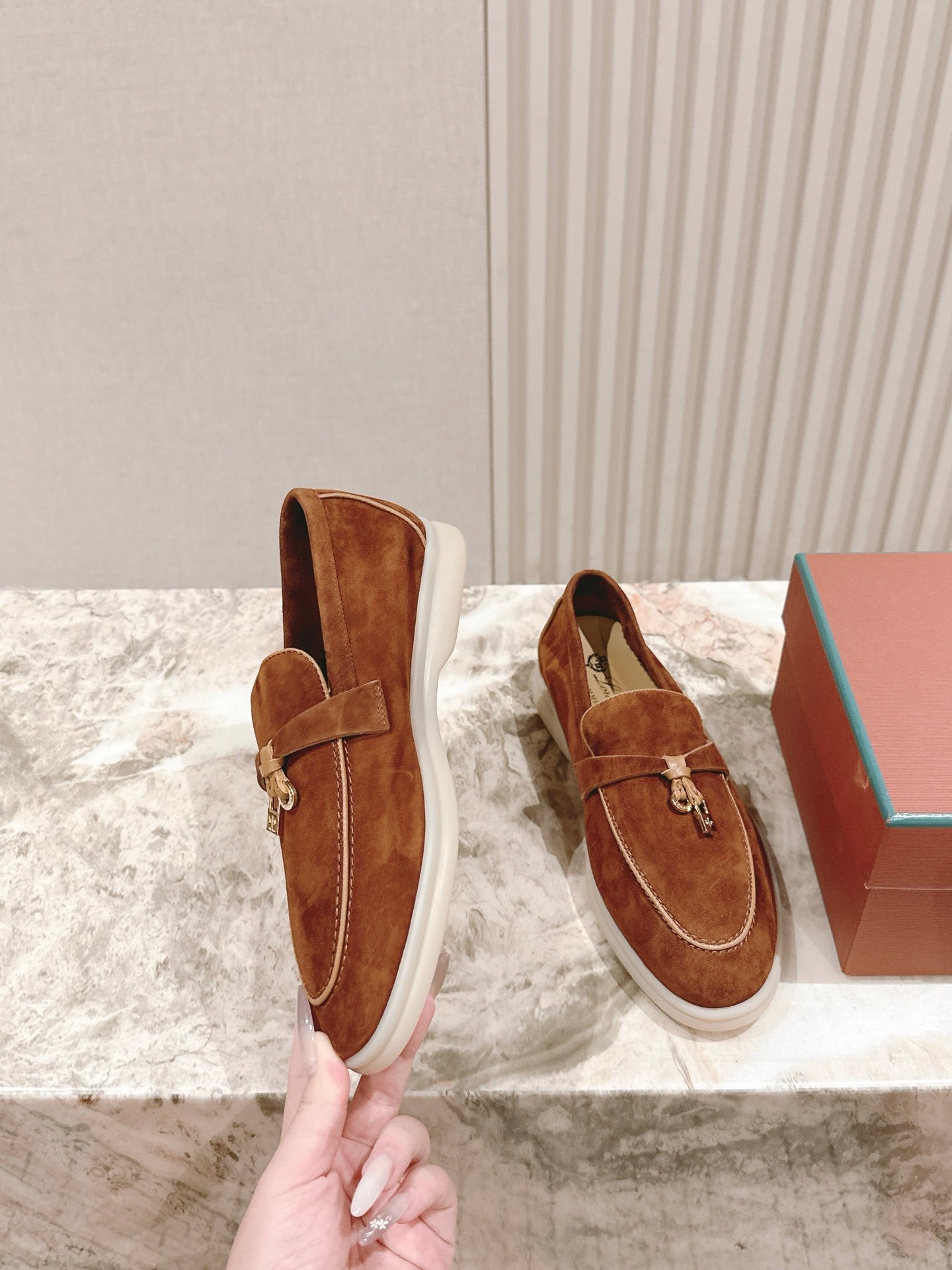 LP LOAFERS 25S IN BROWN SUEDE WITH SILVER HARDWARE