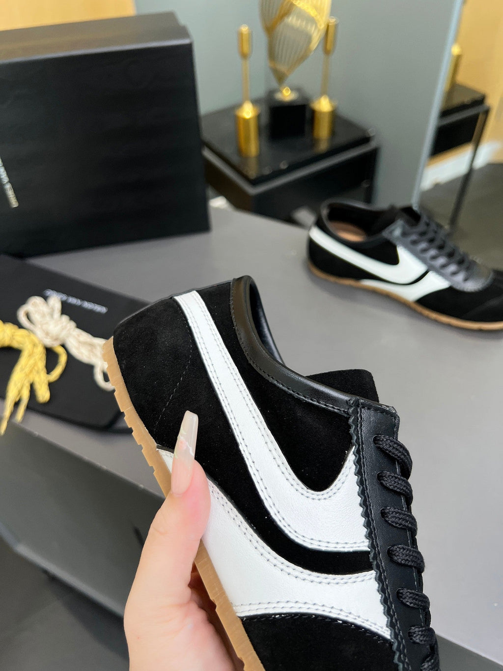 DRIES VAN NOTEN SNEAKER IN BLACK AND WHITE SUEDE