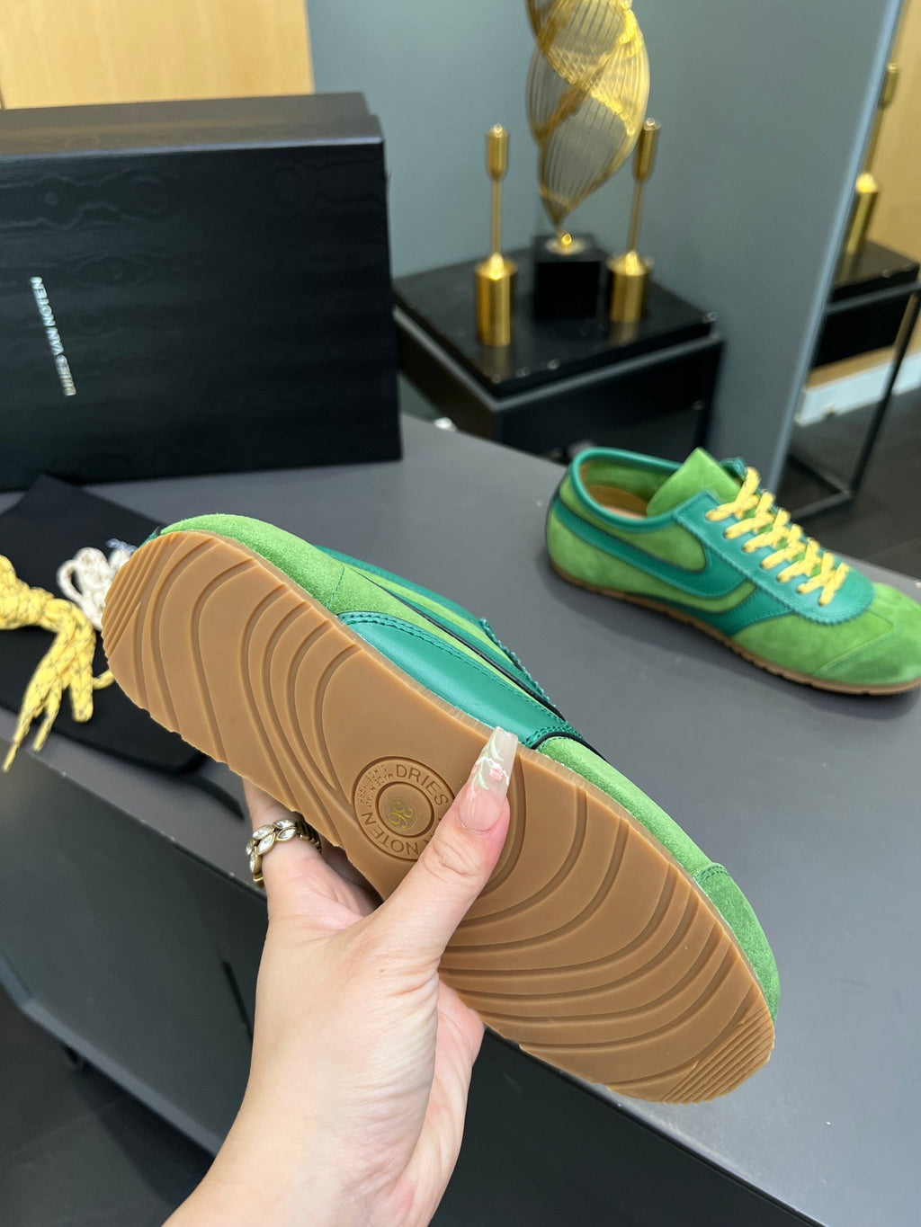 DRIES VAN NOTEN SNEAKER IN GREEN SUEDE