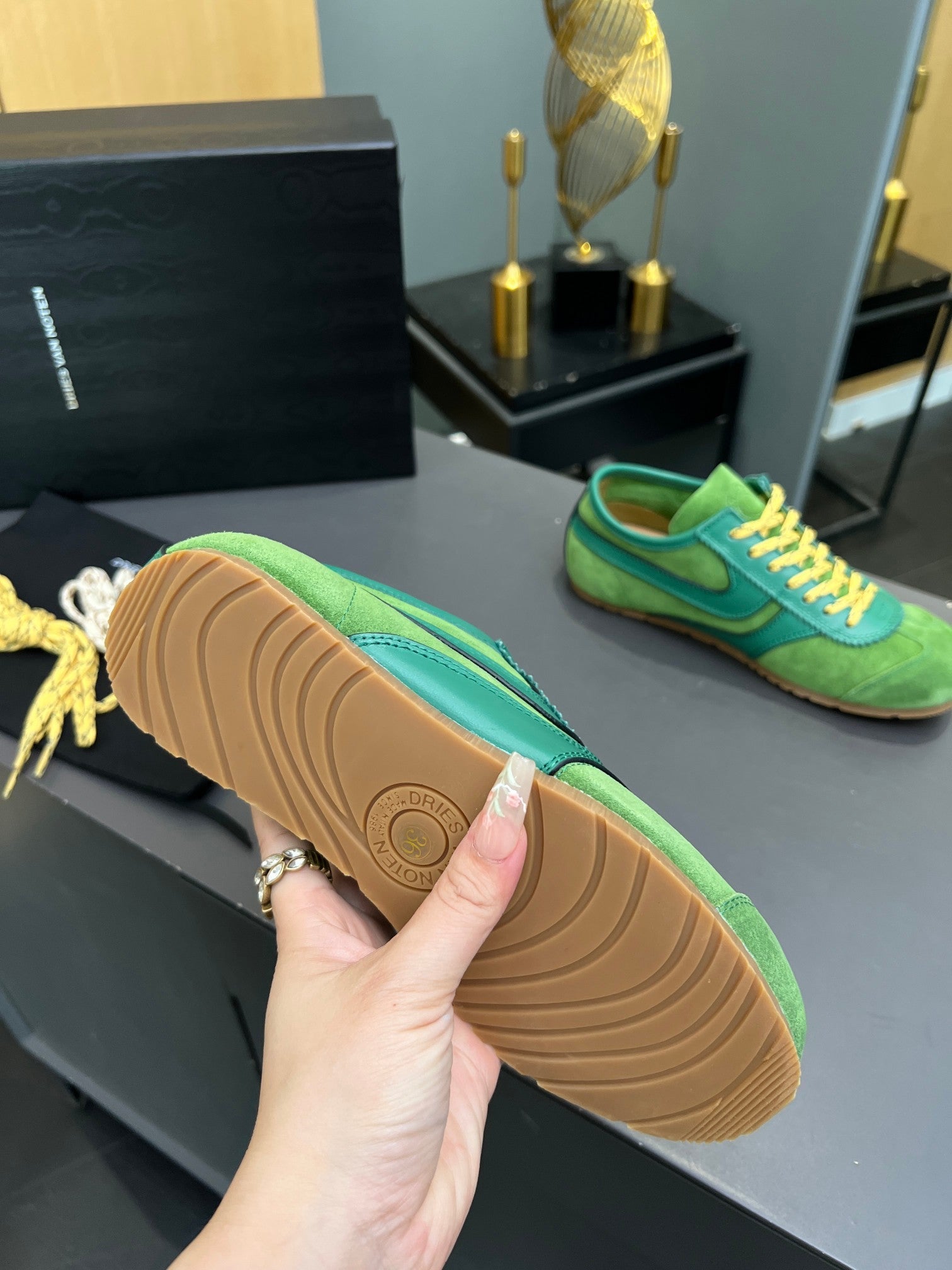 DRIES VAN NOTEN SNEAKER IN GREEN SUEDE