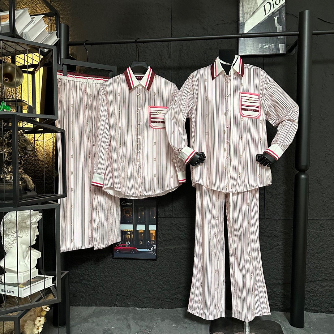 GUCCI LONG-SLEEVE SHIRT AND WIDE-LEG PANTS SET STYLE 6