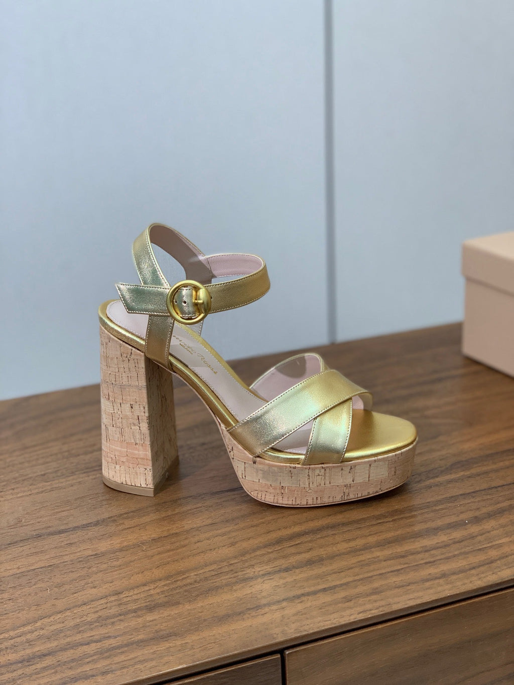 GIANVITO ROSSI 26S PLATFORM SANDALS 115 MM IN GOLD CALFSKIN