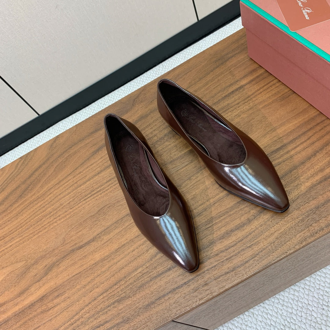 LP 26S BALLET FLATS IN DARK BROWN CALFSKIN