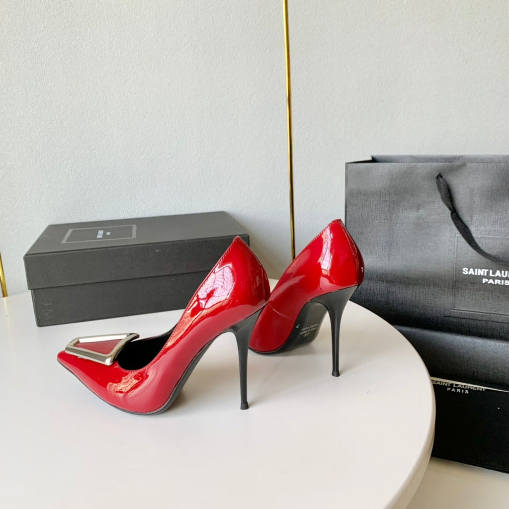 SL TRIANGLE BASIC HIGH HEELS RED CALFSKIN