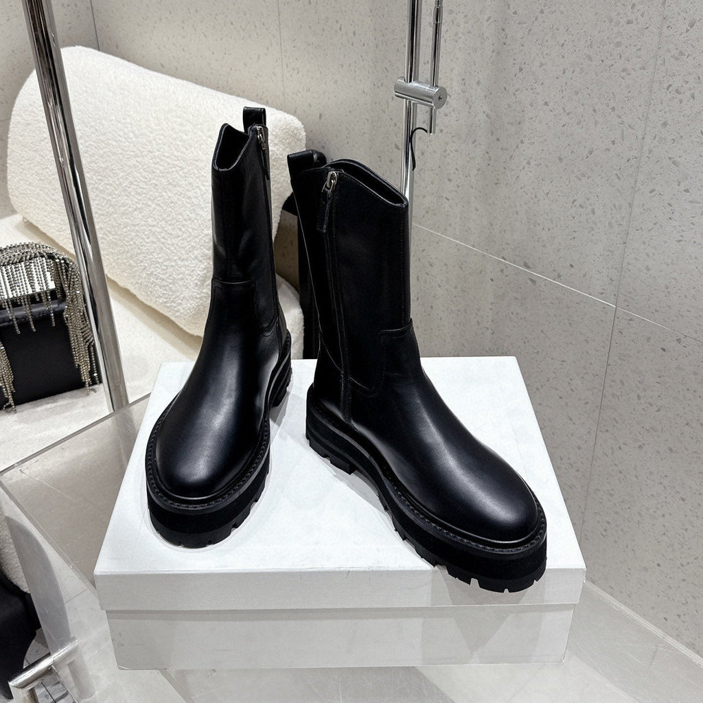 CELINE 26S ZIP-UP ANKLE BOOTS IN BLACK CALFSKIN