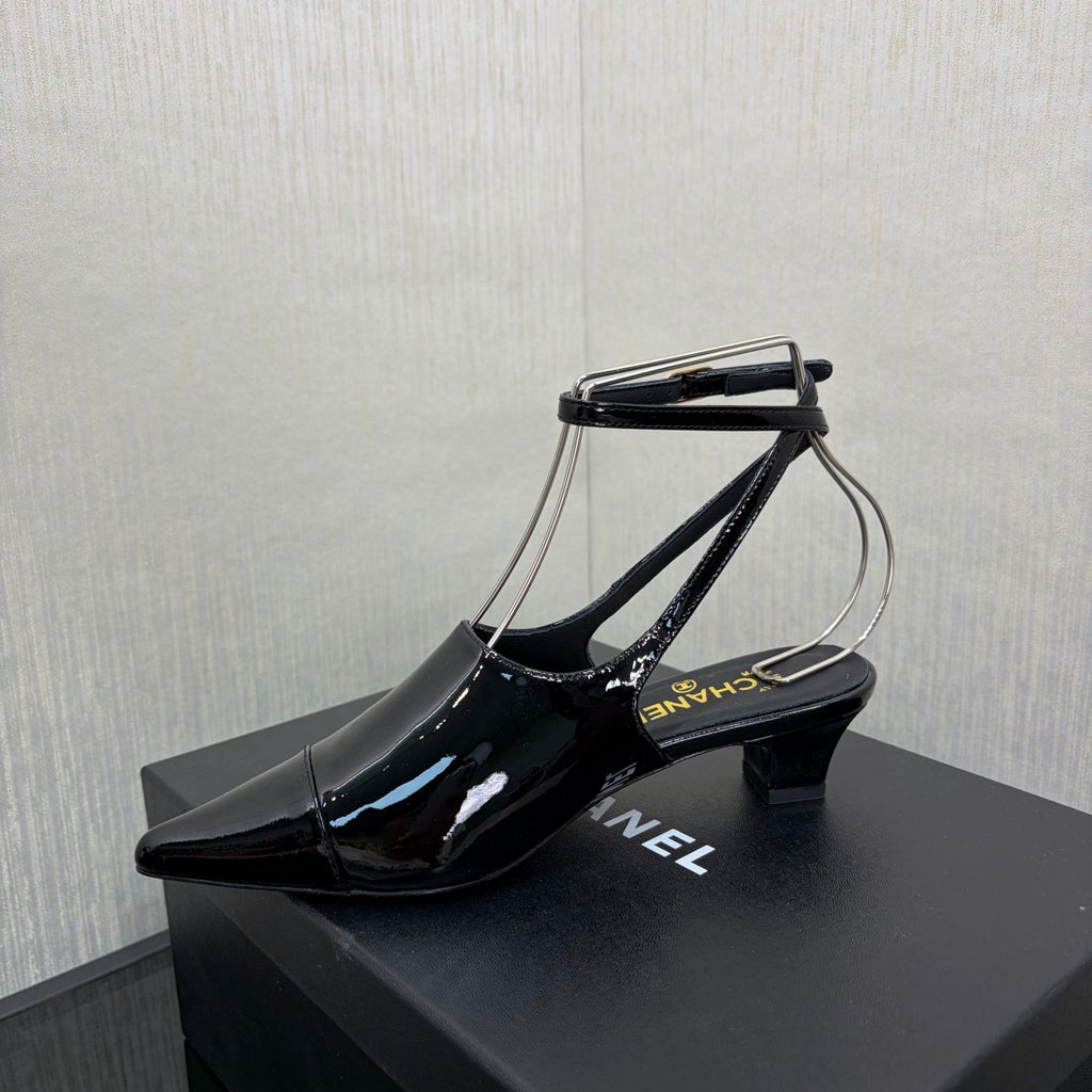 LV 26S SLINGBACK HIGH HEELS 40 MM IN BLACK PATENT CALFSKIN